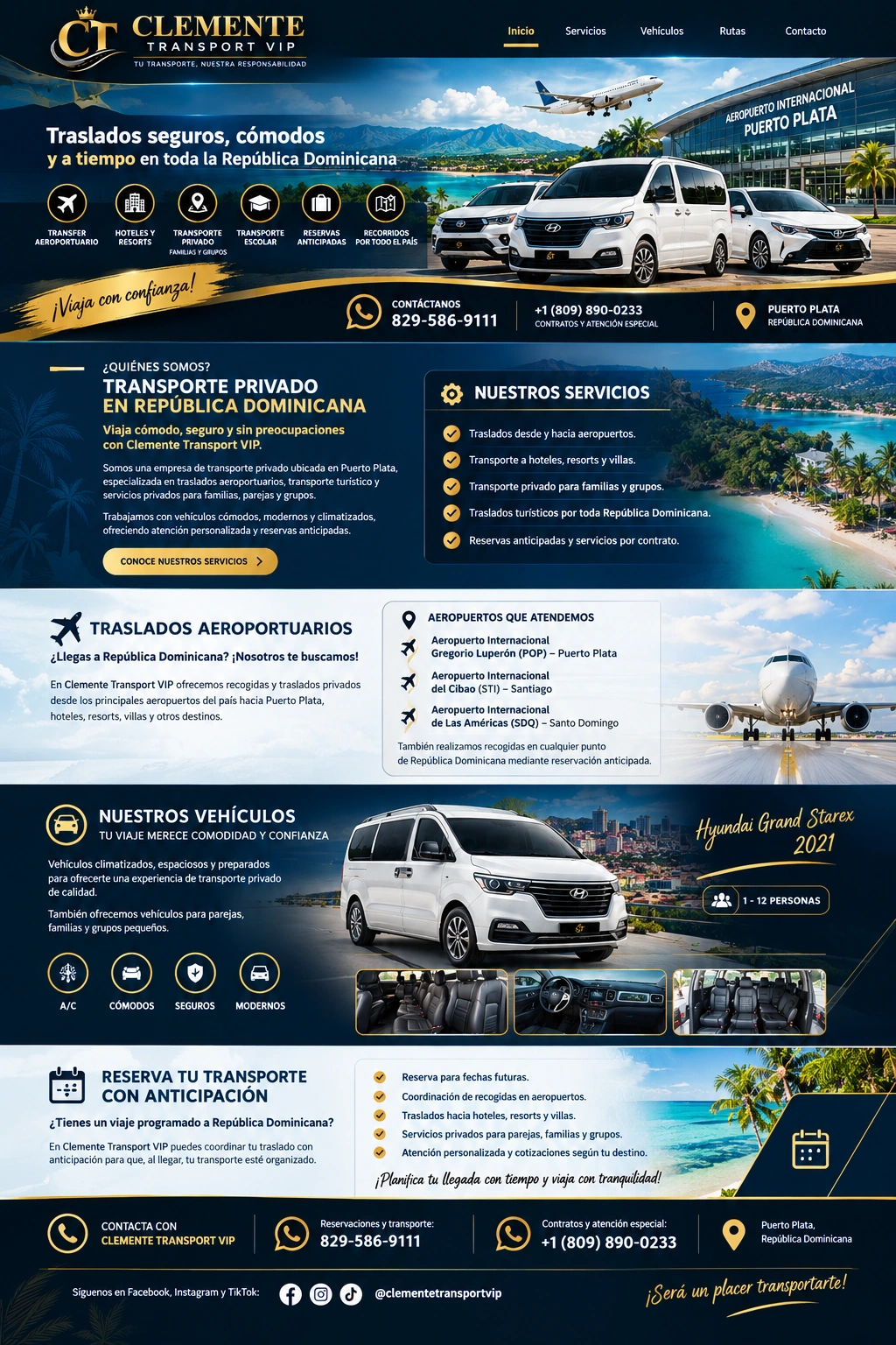 Clemente Transport VIP: traslados turísticos, aeropuertos y vehículos en República Dominicana
